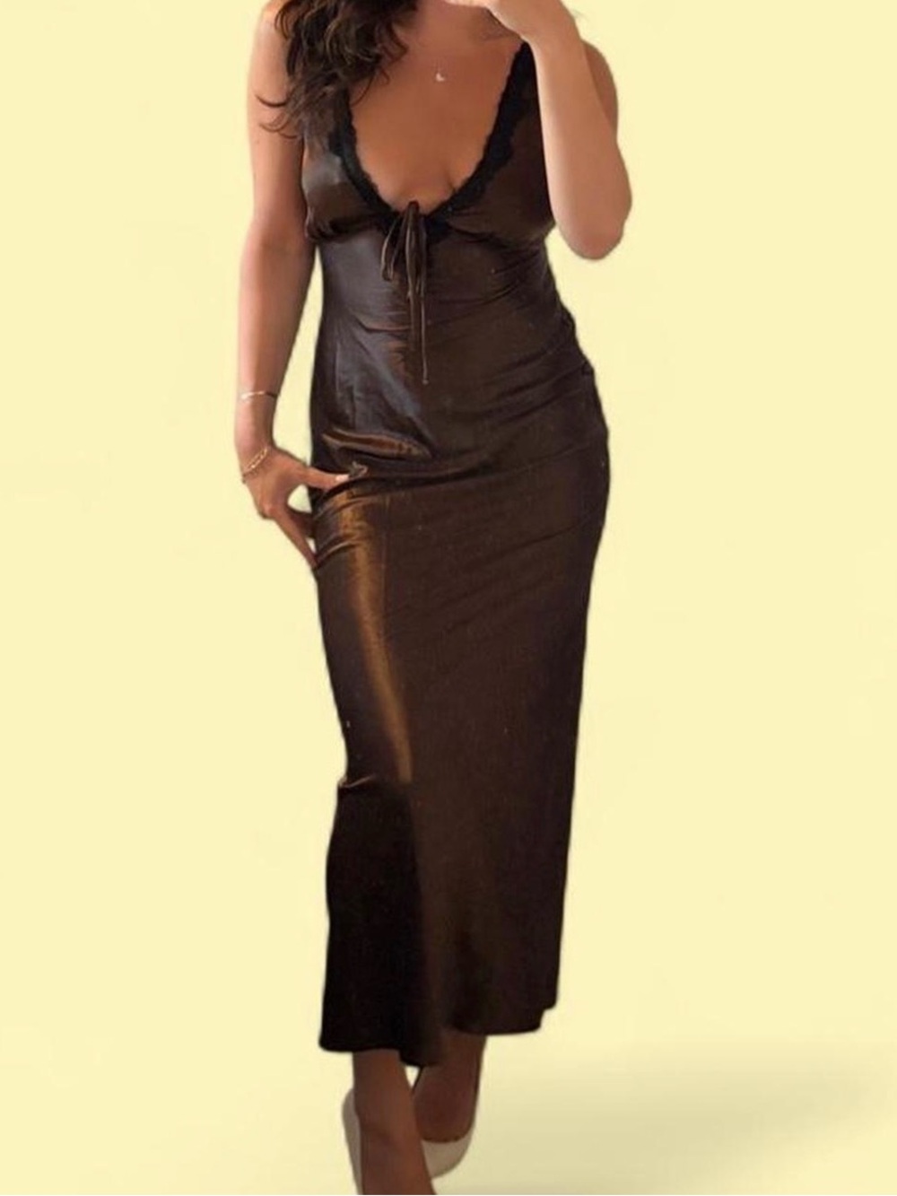 wild fable Chocolate Brown Satin Slip Dress